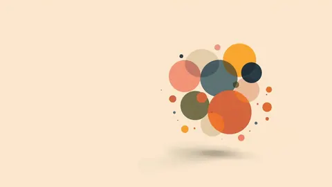 Illustration of colourful abstract geometric avatar shapes floating on a plain background